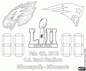 desenho de Super Bowl 2018, Patriots v Eagles para colorir