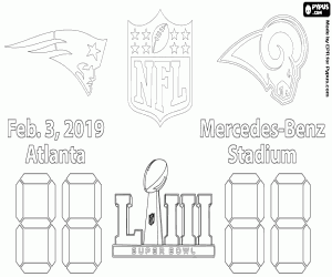 desenho de Super Bowl 2019, Patriots v Rams para colorir