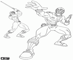 desenho de Dois super heróis Power Rangers S.P.D para colorir