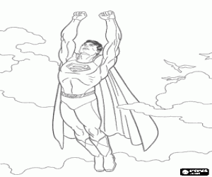 desenho de Super-homem nas nuvens para colorir