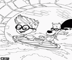 desenho de O surf de Peaboby e Sherman para colorir