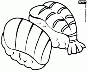 desenho de Sushi, comida japonesa mais popular para colorir