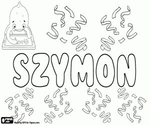 desenho de Szymon, nome masculino polonês para colorir