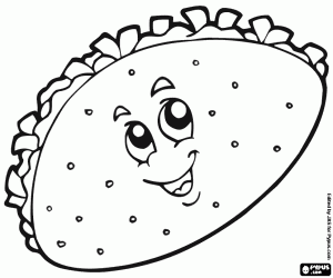 desenho de Taco mexicano sorridente para colorir