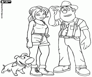 desenho de Tadeo, Sara e Jeff o cão para colorir
