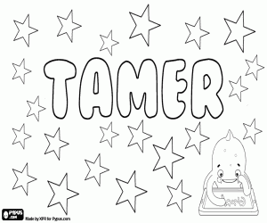 desenho de Tamer, nome para menino para colorir