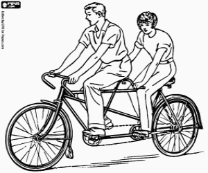 desenho de Tandem, uma bicicleta de dois lugares para colorir