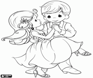 desenho de Tango, uma dança de Precious Moments para colorir