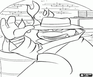 desenho de Um tartaruga ninja com uma capa de chuva para colorir