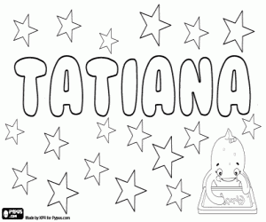 desenho de Tatiana, nome em vários idiomas para colorir