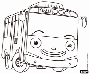 desenho de Tayo o pequeno ônibus para colorir