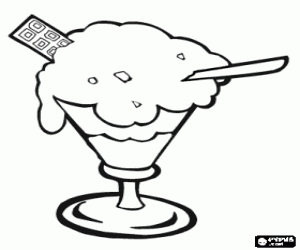 desenho de Taça com sorvete, creme e biscoitos para colorir