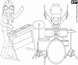 desenho de Tecladista e percussionista para colorir