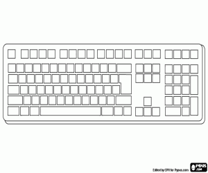 desenho de Teclado com teclas em branco para colorir