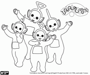 desenho de Os Teletubbies felizes para colorir