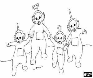 desenho de Teletubbies mão pela mão para colorir