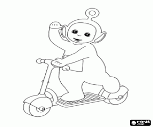 desenho de Teletubbies Po e a sua patinete para colorir