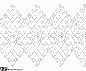desenho de Telhas com flores, borda ornamental para colorir