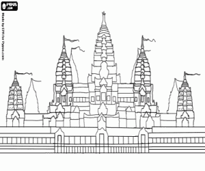 desenho de O templo de Angkor Wat no Camboja para colorir