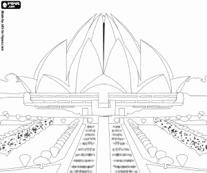 desenho de Templo de Lótus em Delhi, Índia para colorir