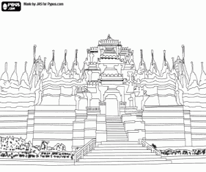 desenho de Templo de Ranakpur, Índia para colorir