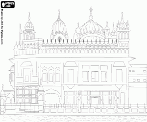 desenho de Templo Dourado de Amritsar, na Índia para colorir