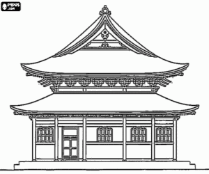 desenho de Um templo em Kyoto, Japão para colorir