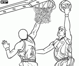 desenho de Tentativa de marcar no basquete para colorir