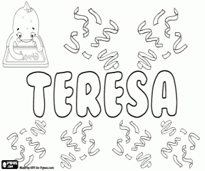 desenho de Teresa, nome em vários idiomas para colorir