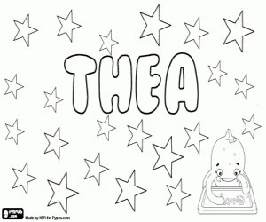 desenho de Thea, nome abreviado para colorir