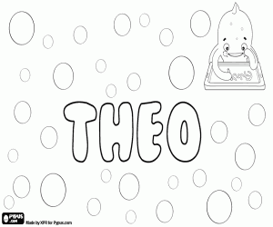 desenho de Theo, nome em vários idiomas para colorir
