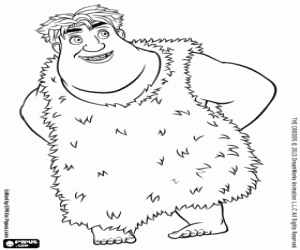 desenho de Thunk, filho mais velho dos Croods para colorir