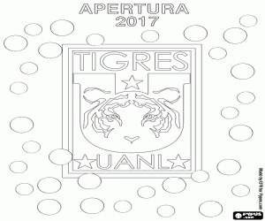 desenho de Tigres, campeão do Apertura de 2017 para colorir