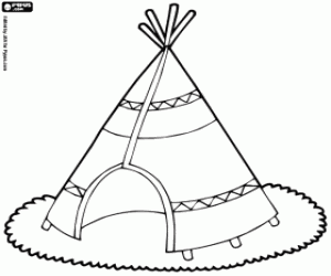 desenho de Tipi, tenda dos índios para colorir