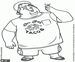 desenho de Tito com Turbo na mão para colorir