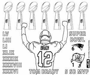 desenho de Tom Brady, sétimo Super Bowl para colorir