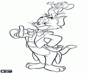 desenho de Tom e Jerry muito elegantes para colorir