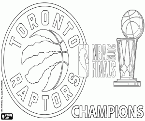 desenho de Toronto Raptors, campeões da NBA 2019 para colorir
