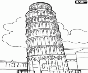 desenho de Torre inclinada de Pisa, Itália para colorir