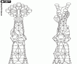 desenho de Torres da Sagrada família, Barcelona para colorir