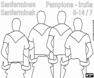 desenho de Os touros de San Fermin, em Pamplona para colorir