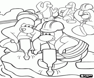 desenho de Trabalhadores pinguins do Club Penguin para colorir