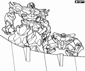 desenho de Dois Transformers na borda para colorir