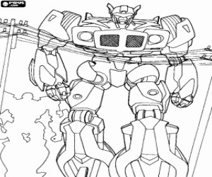 desenho de Transformers robôs na cidade para colorir