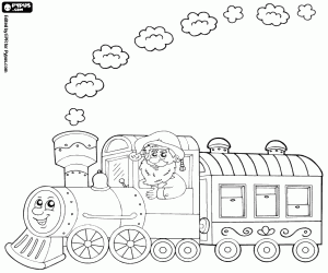 desenho de O trem a vapor do Papai Noel para colorir