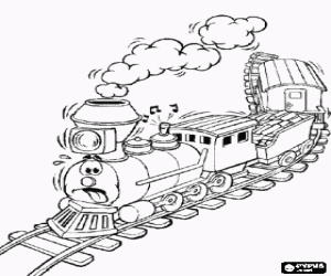 desenho de Trem do vapor com rosto para colorir