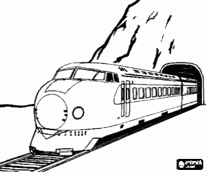 desenho de Trem saindo de um túnel para colorir