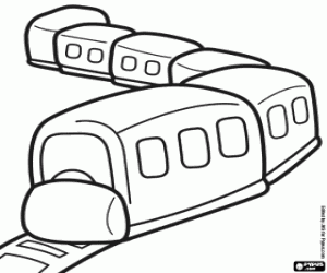 desenho de O trem, um sistema de transporte para colorir