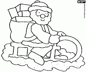 desenho de Trenó do Santa Claus na neve para colorir