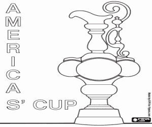 desenho de Troféu de vela de Copa da América para colorir